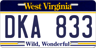 WV license plate DKA833
