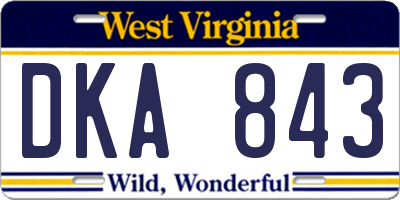 WV license plate DKA843