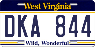 WV license plate DKA844