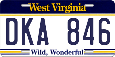 WV license plate DKA846