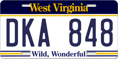 WV license plate DKA848