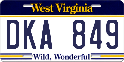 WV license plate DKA849