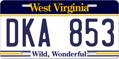 WV license plate DKA853