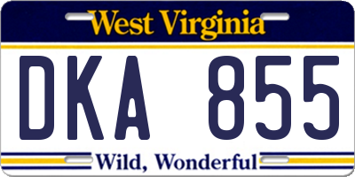 WV license plate DKA855