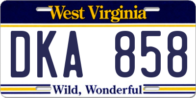 WV license plate DKA858