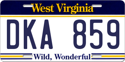 WV license plate DKA859