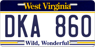 WV license plate DKA860