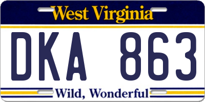 WV license plate DKA863