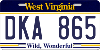 WV license plate DKA865