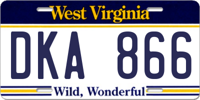 WV license plate DKA866