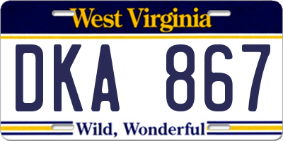 WV license plate DKA867