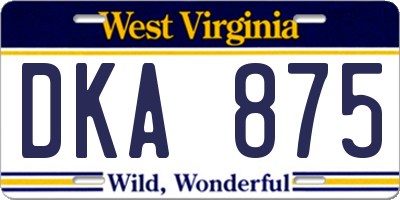 WV license plate DKA875