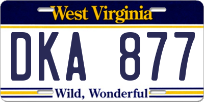 WV license plate DKA877