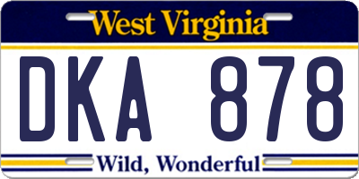 WV license plate DKA878