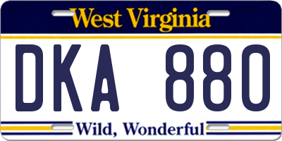 WV license plate DKA880