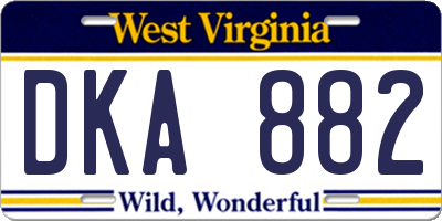 WV license plate DKA882