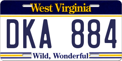 WV license plate DKA884