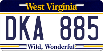 WV license plate DKA885