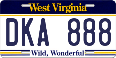 WV license plate DKA888