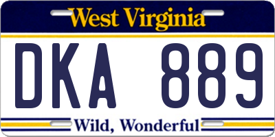 WV license plate DKA889