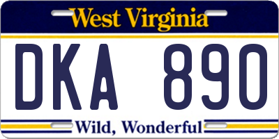 WV license plate DKA890