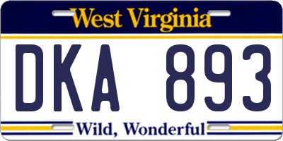 WV license plate DKA893