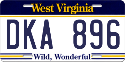 WV license plate DKA896