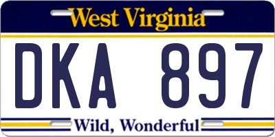 WV license plate DKA897