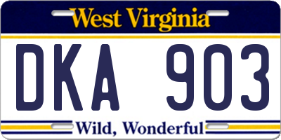 WV license plate DKA903