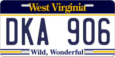 WV license plate DKA906
