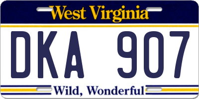 WV license plate DKA907