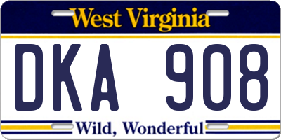 WV license plate DKA908