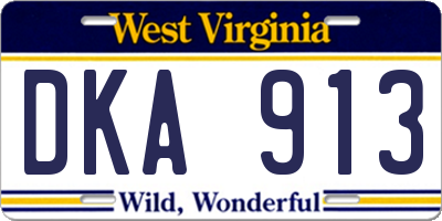 WV license plate DKA913