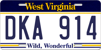 WV license plate DKA914