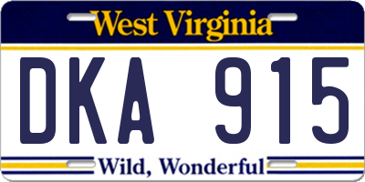 WV license plate DKA915