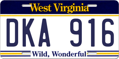 WV license plate DKA916