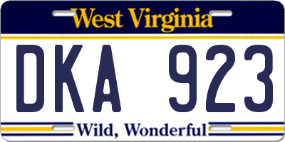 WV license plate DKA923