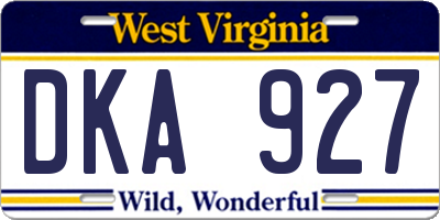 WV license plate DKA927