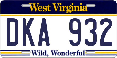 WV license plate DKA932