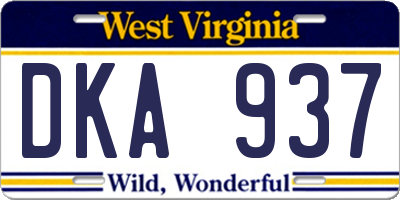 WV license plate DKA937