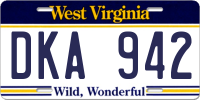 WV license plate DKA942