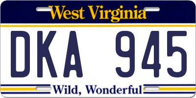 WV license plate DKA945