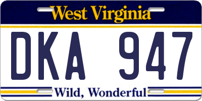 WV license plate DKA947