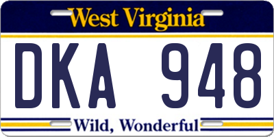 WV license plate DKA948