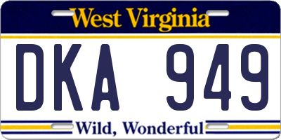 WV license plate DKA949