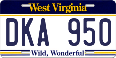 WV license plate DKA950