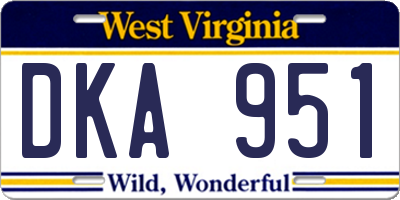 WV license plate DKA951