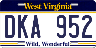 WV license plate DKA952