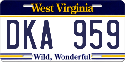 WV license plate DKA959