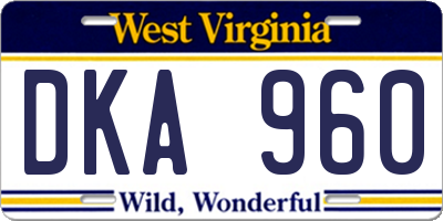 WV license plate DKA960